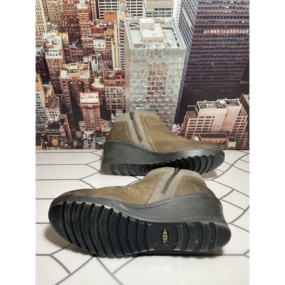 Keen Shoes - Keen Leather Booties Wedge Heel Chukka Boots Taupe Brindle Size 10  Brown Lined